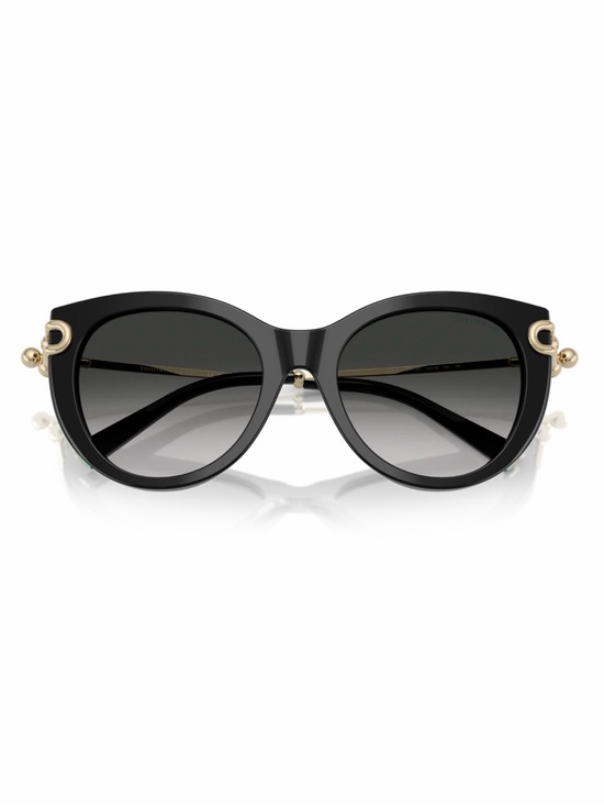 New TIFFANY & CO TF4232 80013C Designer Black Cat-Eye Sunglasses Gold Accents
